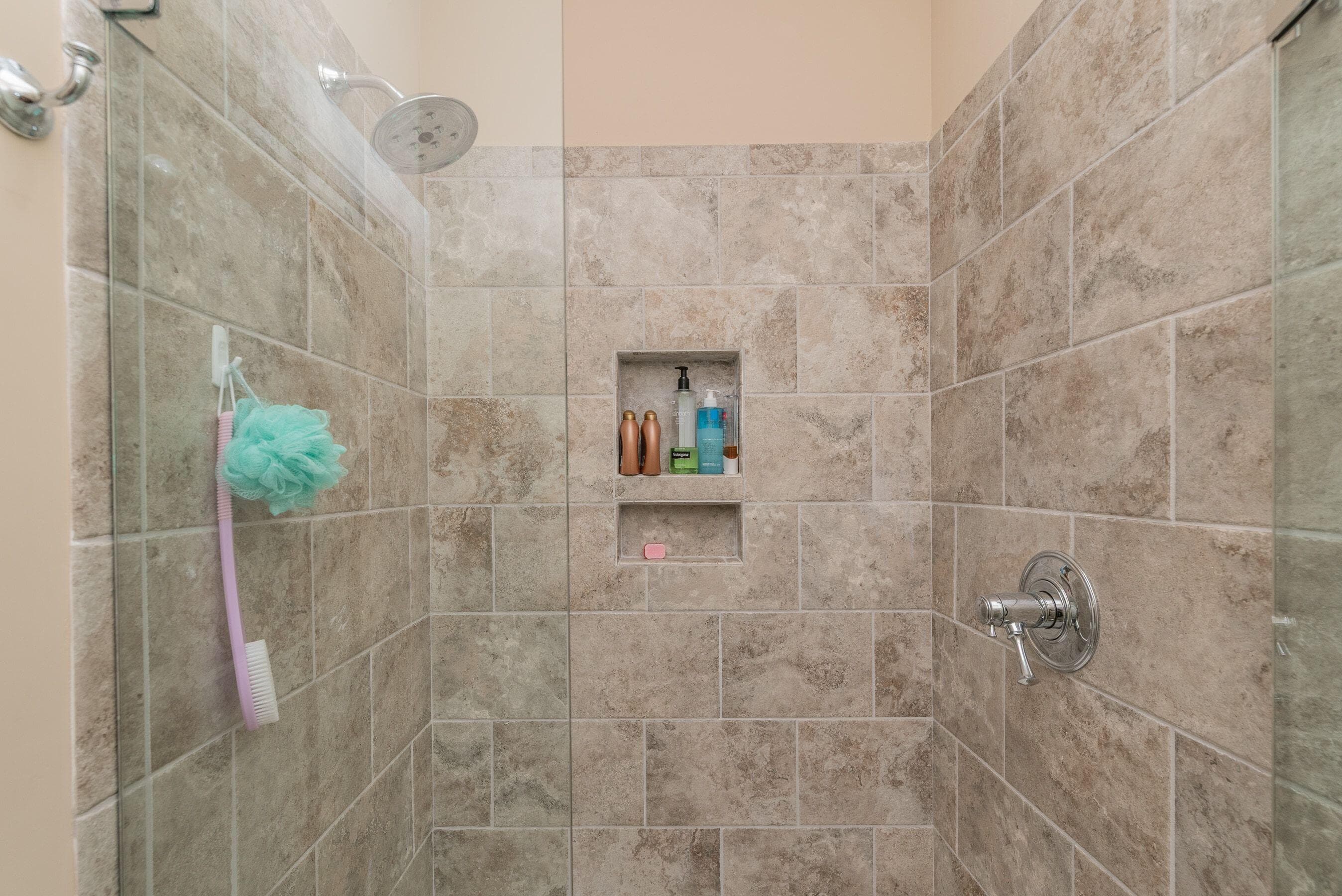 Guest bathroom shower - 207 Quiet Oak Court, Aiken, SC 29803