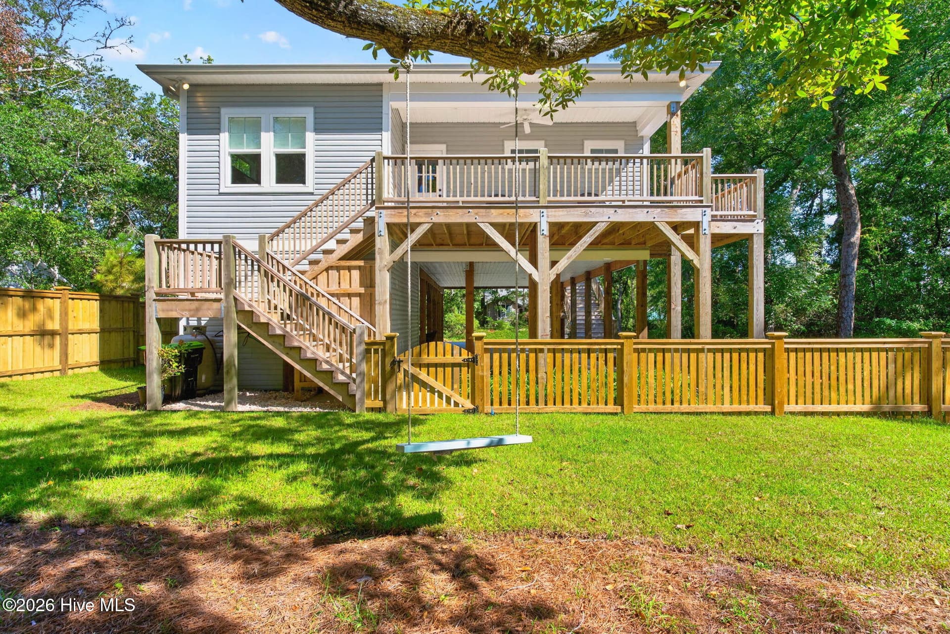 Tall fenced back yard - 101 SE 14th Street, Oak Island, NC 28465