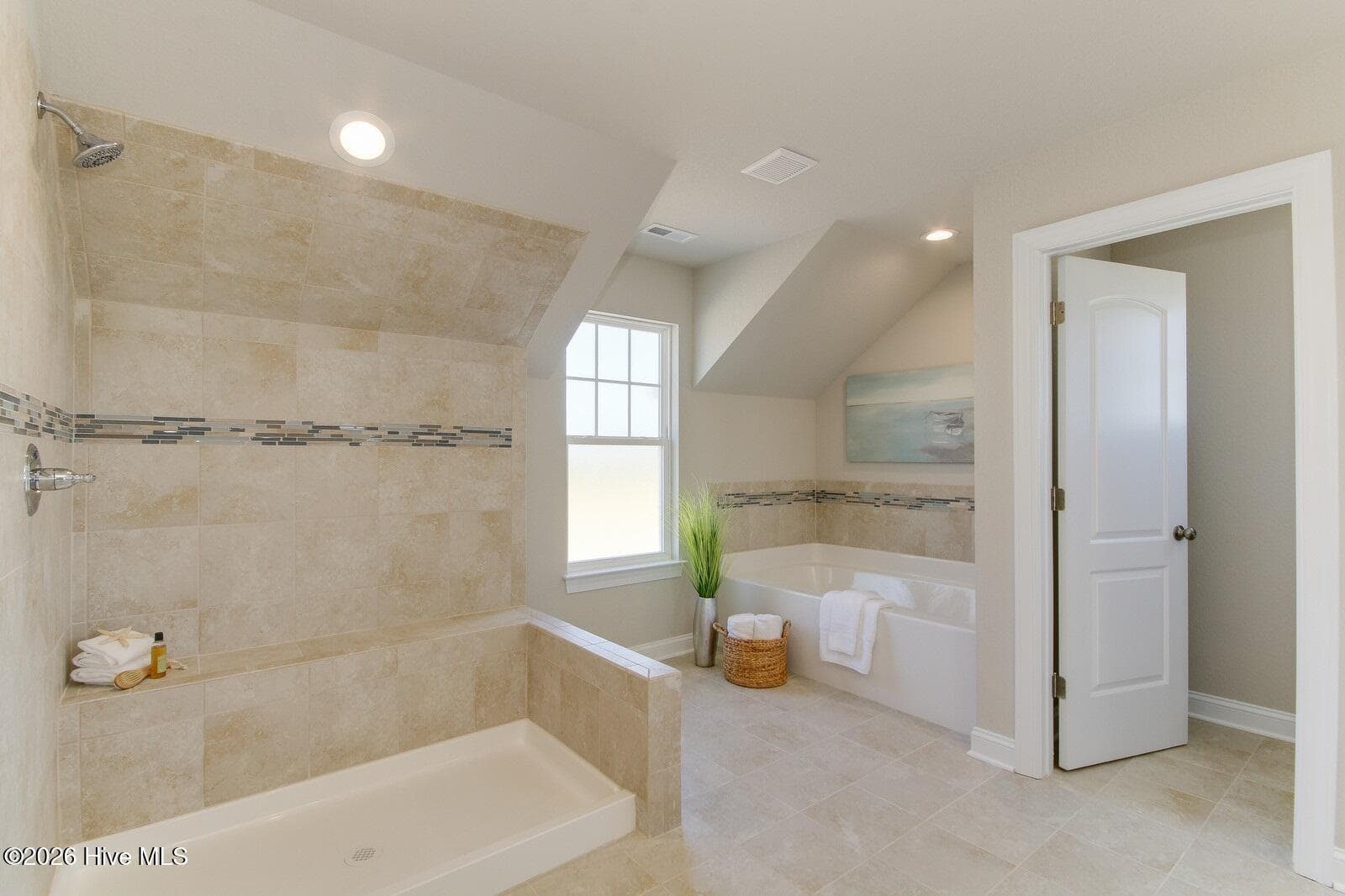 Sample photo of main bath; comes with 6 ft tub and separate shower with tile walls - 122 Arbormoor Lane, Moyock, NC 27958