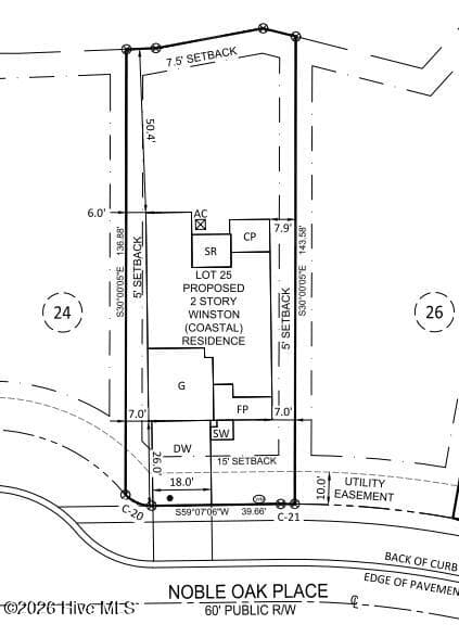 Plot Plan - 1380 Noble Oak Place Lot #25, Leland, NC 28451