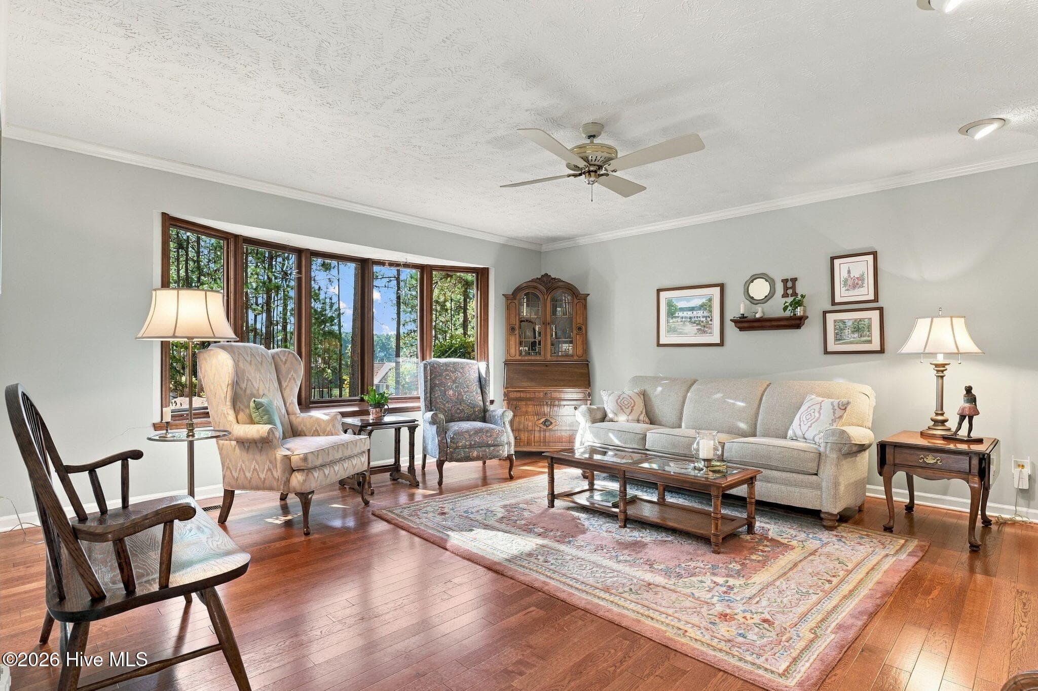 Formal Living Room Bay Window - Peek of Lake Pinehurst - 715 Lake Forest Drive SE, Pinehurst, NC 28374