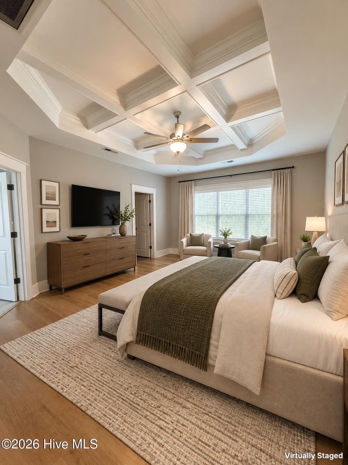 Entrance into primary bedroom virtually staged - 2528 Lakeside Circle, Wilmington, NC 28401
