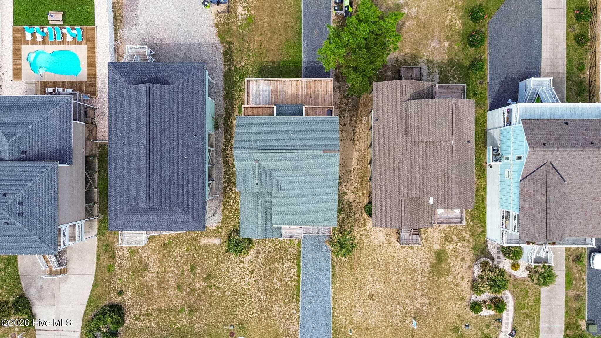 Aerial view with lot lines - 2330 W Beach Drive, Oak Island, NC 28465