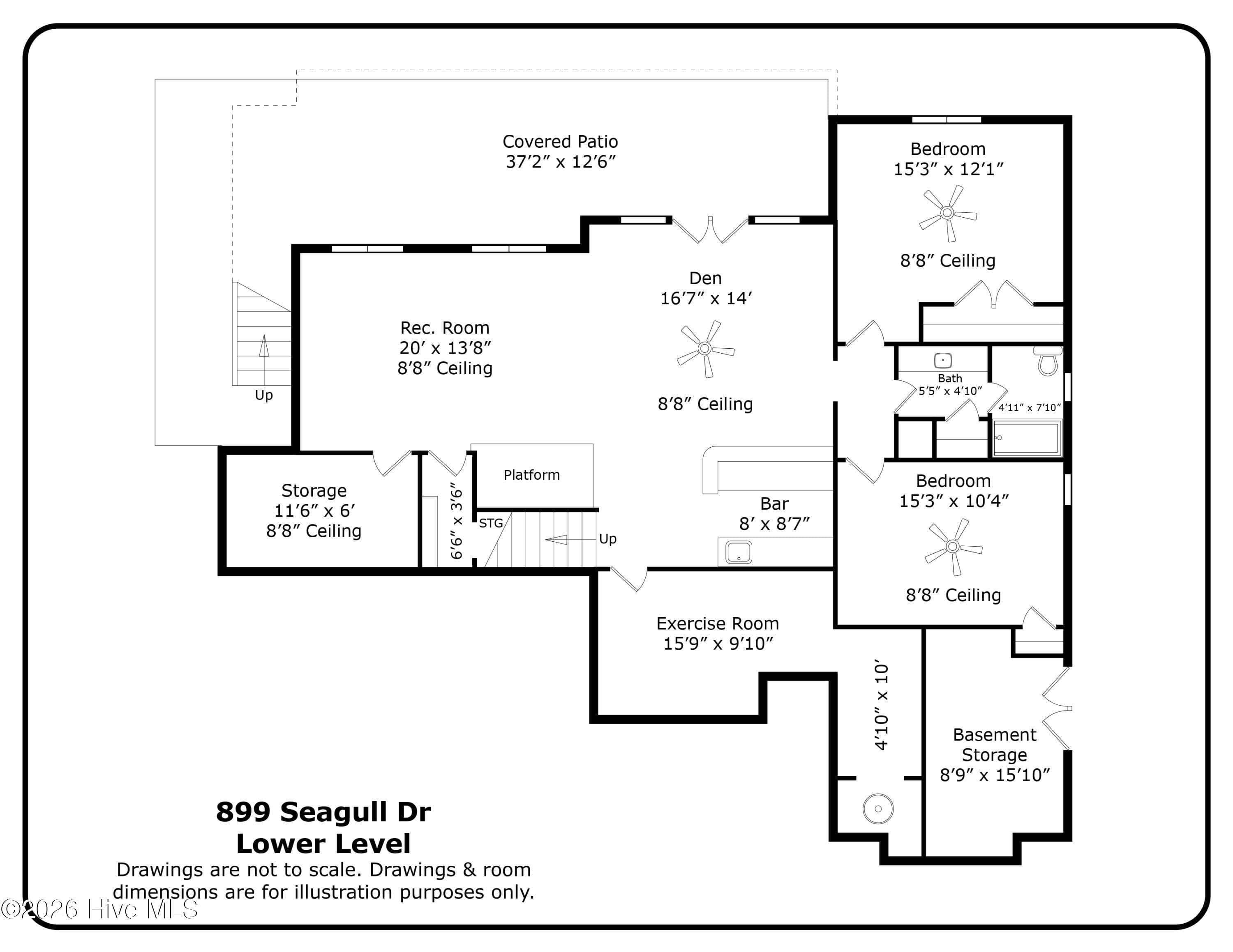 Walkout lower level floor plan. Drawings are not to scale and are for illustration only. - 899 Seagull Drive, Vass, NC 28394, Vass