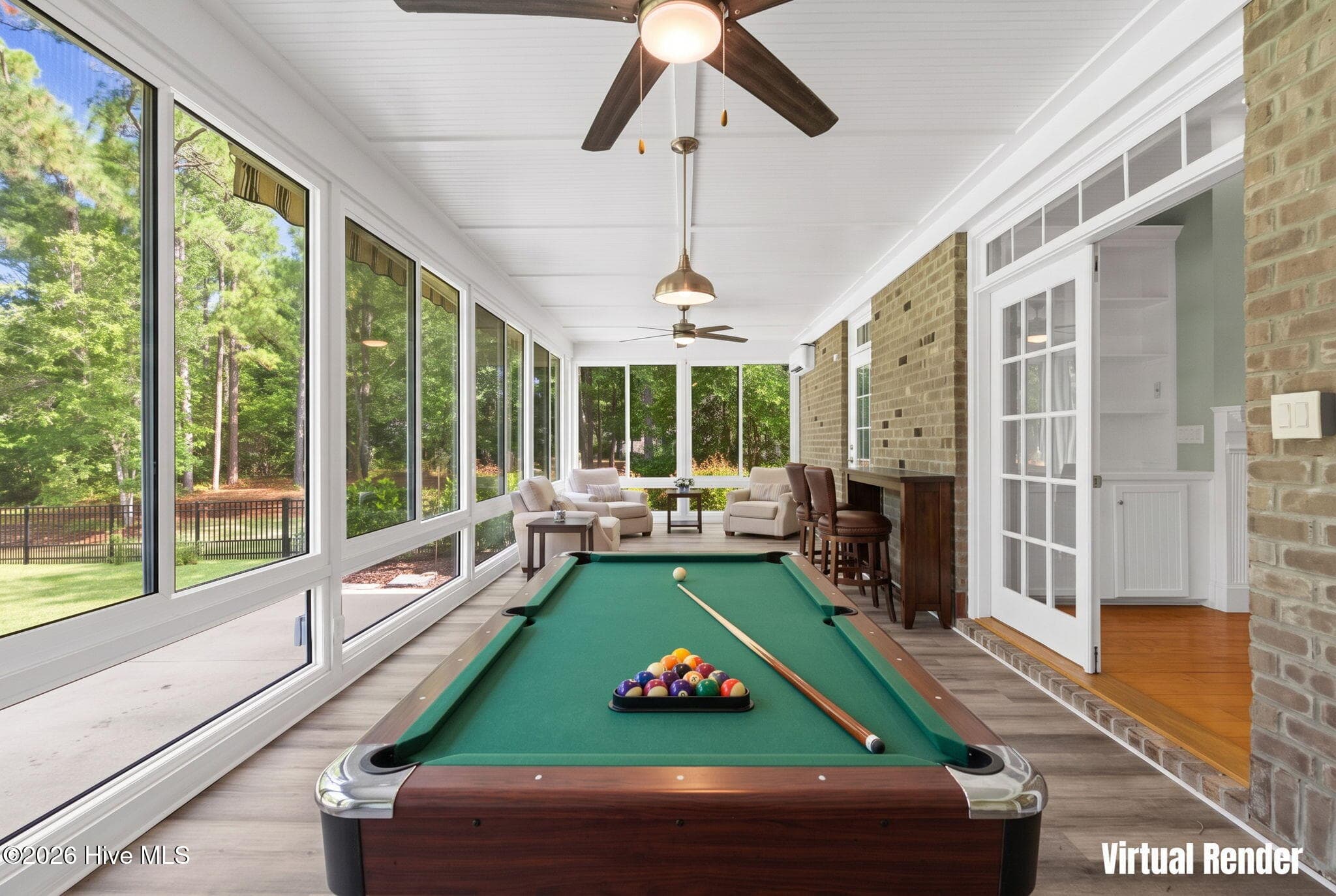 Sunroom with AI Generated Pool Table - 461 Springwood Drive SE, Bolivia, NC 28422