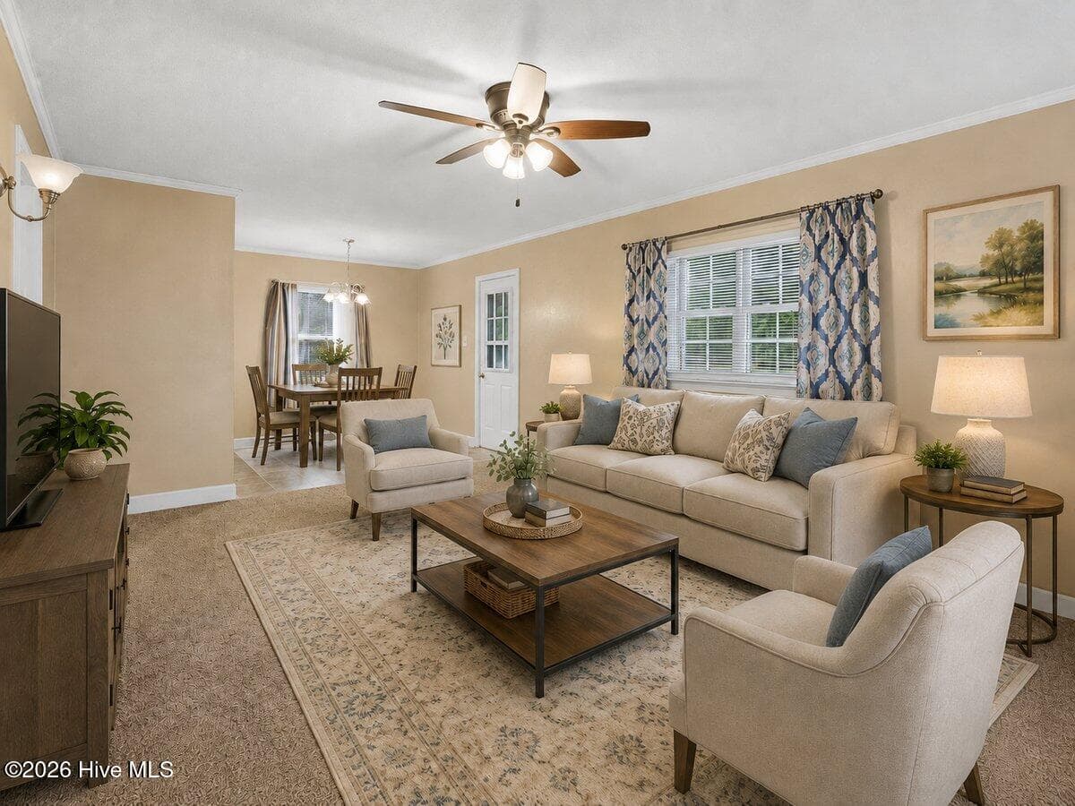 Virtual Stage Living Room - 6566 Hwy 41 W, Trenton, NC 28585