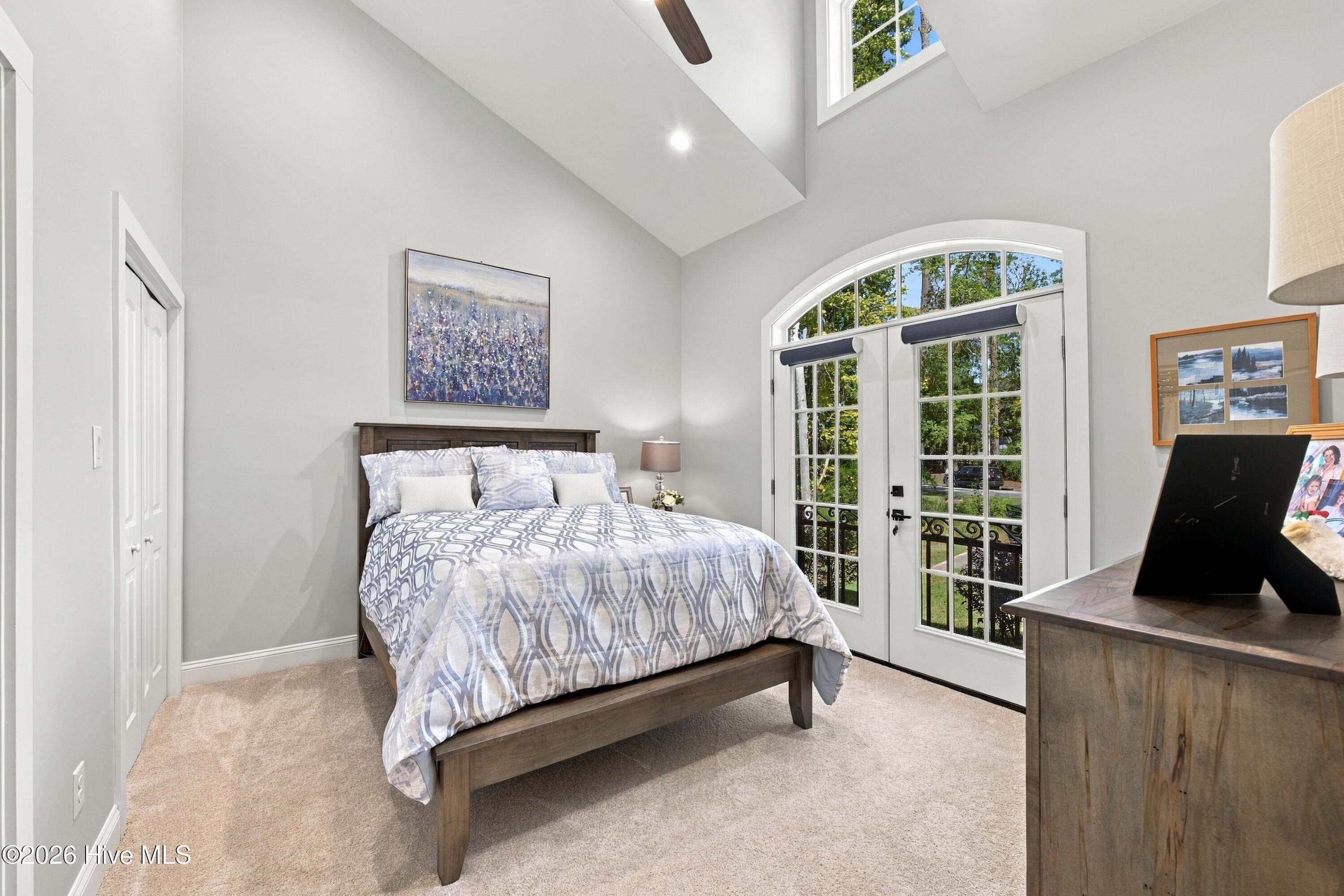 Front guest bedroom with French doors - 4557 Moss Bend, New Bern, NC 28562