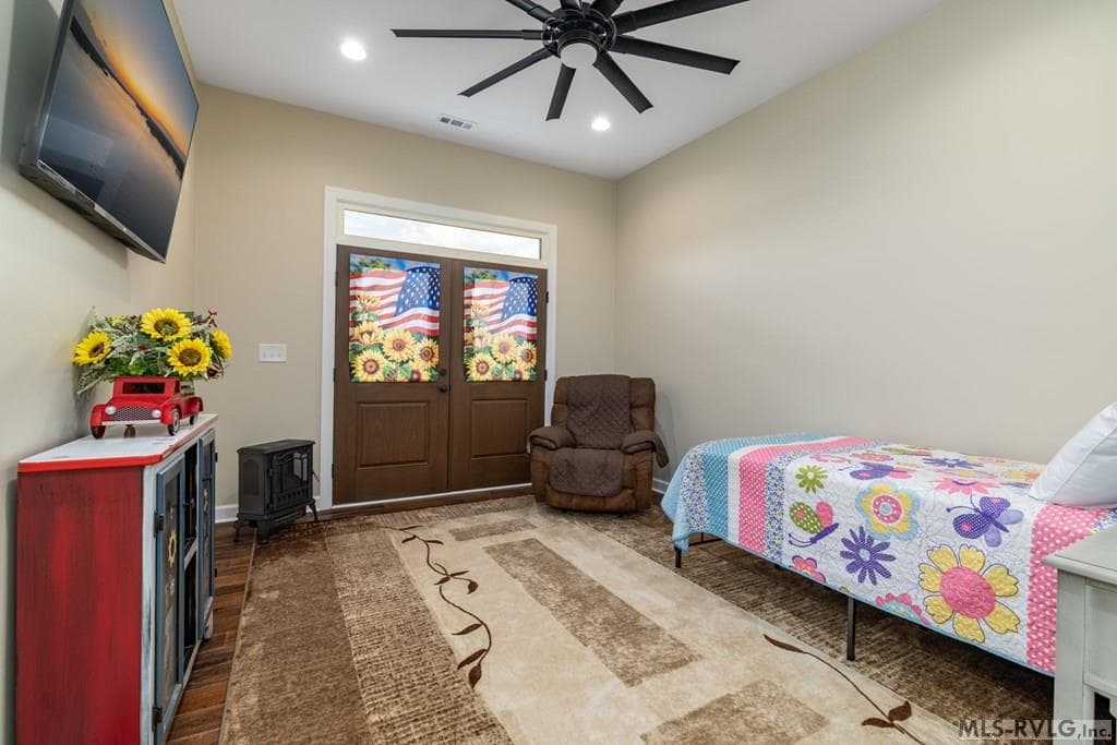 Den/office leads to a porch