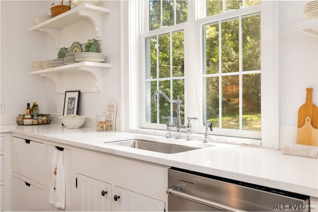 Windows over sink to the gardens
