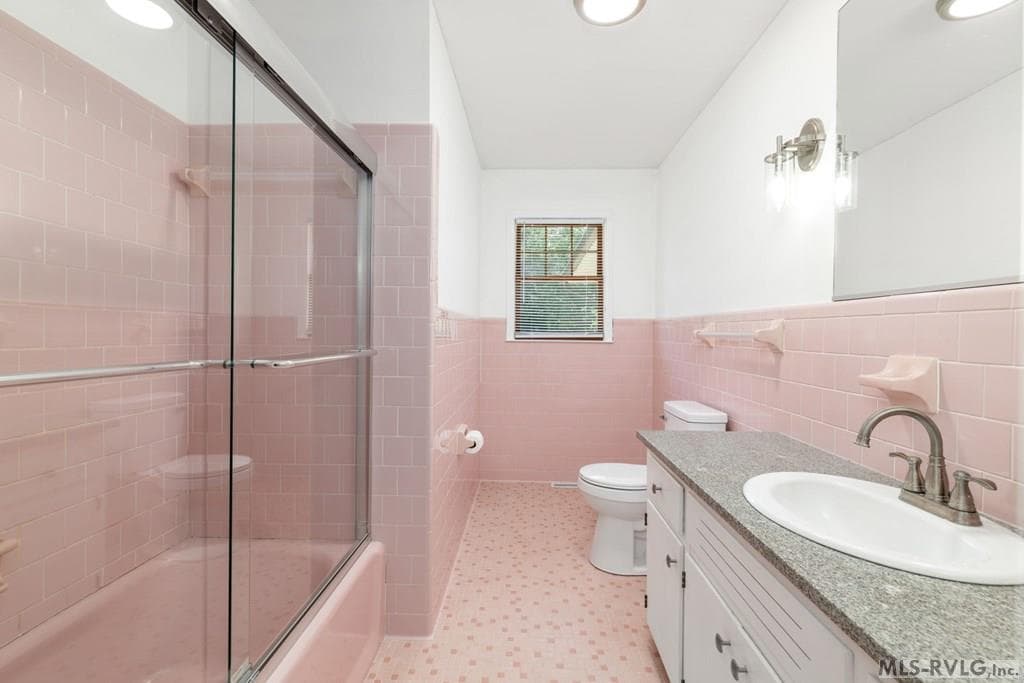 Hall Bath, New Sink, Toilet and Glass shower door