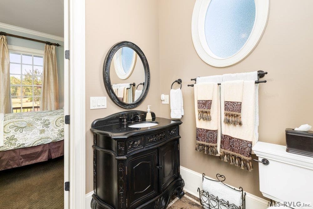 Main Level Full Bath, French Antique style vanity - 381 West Bend Dr., Gasburg VA 23857, Gasburg