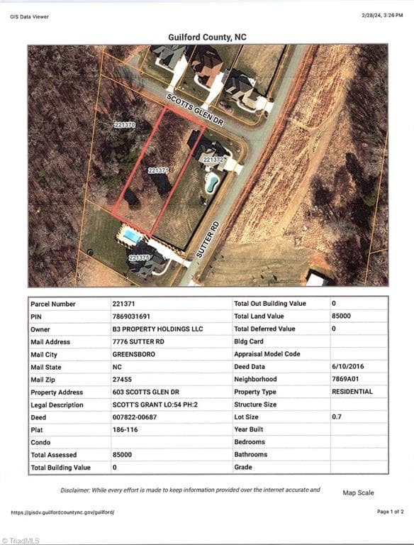 Stick/Site Built at 603 Scotts Glen Drive, Greensboro NC 27455, photo 2 of 3