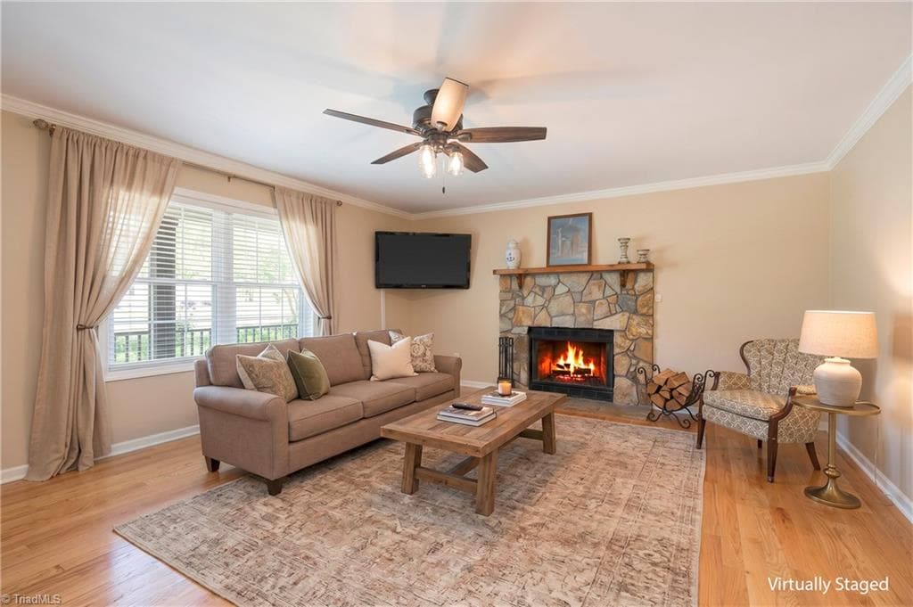 Virtually staged great room - 103 Camille Court, King NC 27021, King