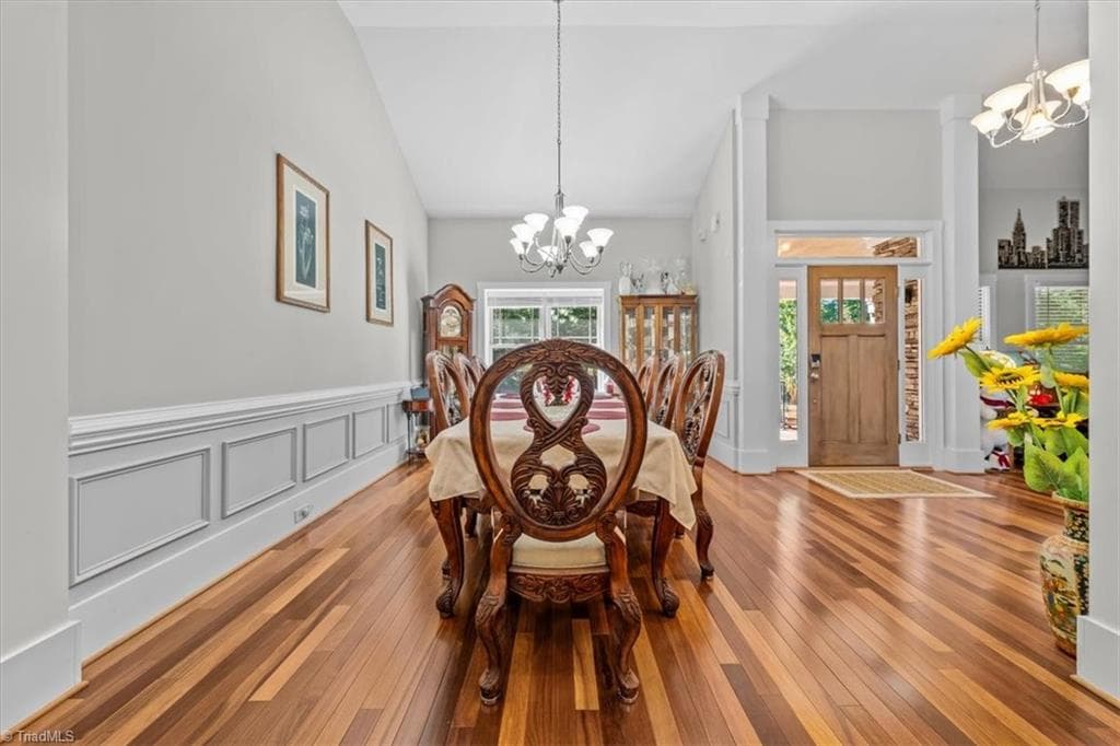 Elegant formal dining room with detailed trim work and abundant natural light - 2207 Sierra Trace Road, Denton NC 27239, Denton
