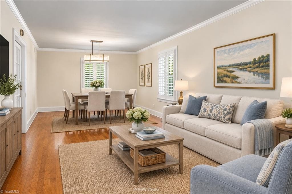Apartment living/dining rooms - 52 Dogwood Acres Drive, Chapel Hill NC 27516, Chapel Hill