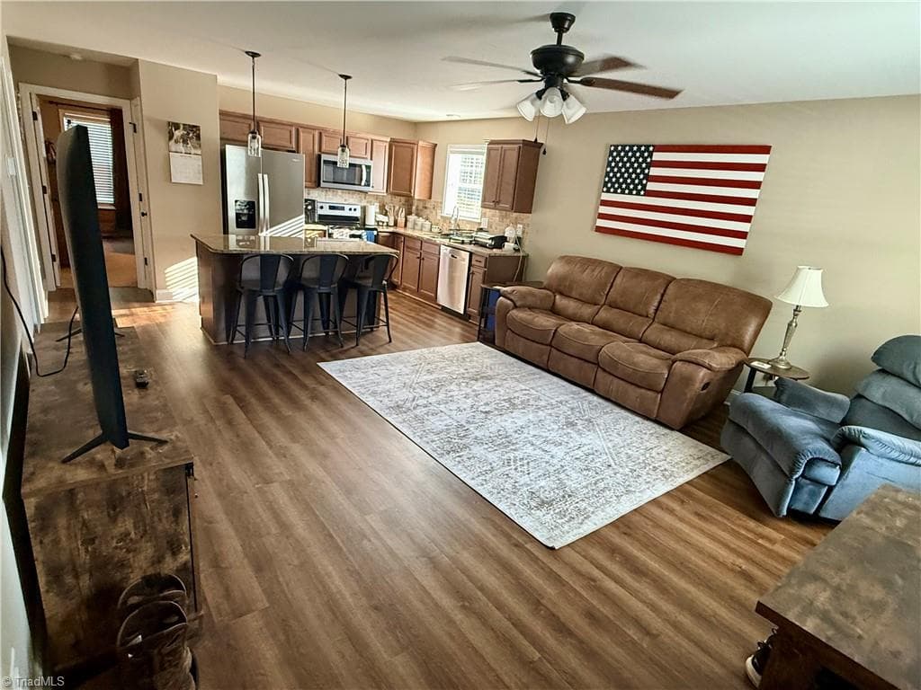 View of Living room at front door - 104 E Gene Hairston Street, Madison NC 27025, Madison