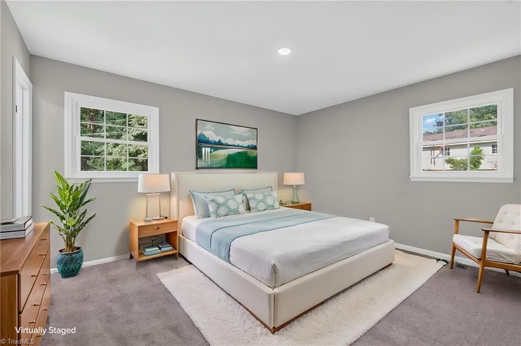 Virtually Staged Master Bedroom - 528 Carol Leigh Drive, Gibsonville NC 27249, Gibsonville
