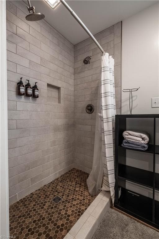 Primary bath features walk-in shower. Photo taken 2025. - 629 Oakland Drive, Elkin NC 28621, Elkin