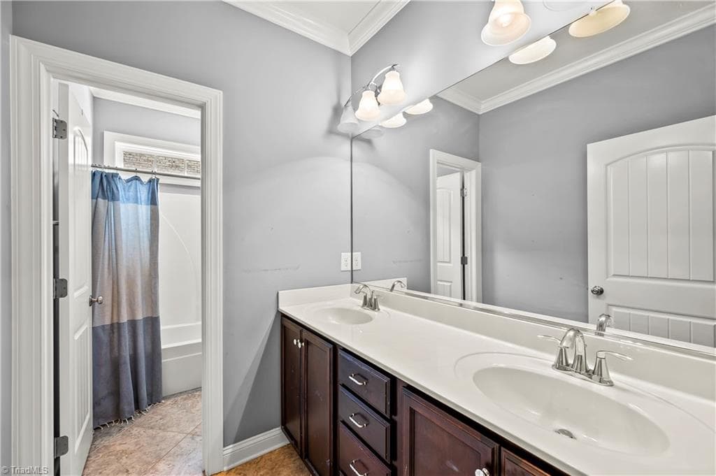 Upstairs hall bath, double vanity - 1249 Meadow Chase Drive, Lewisville NC 27023, Lewisville