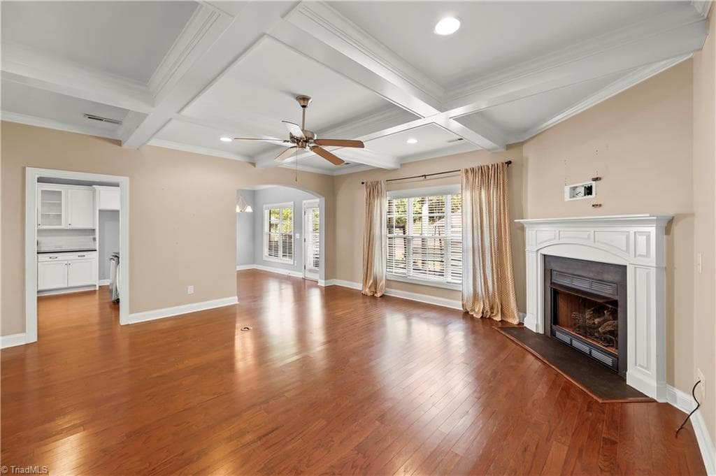 Coffered ceiling, gas fireplace - 1249 Meadow Chase Drive, Lewisville NC 27023, Lewisville
