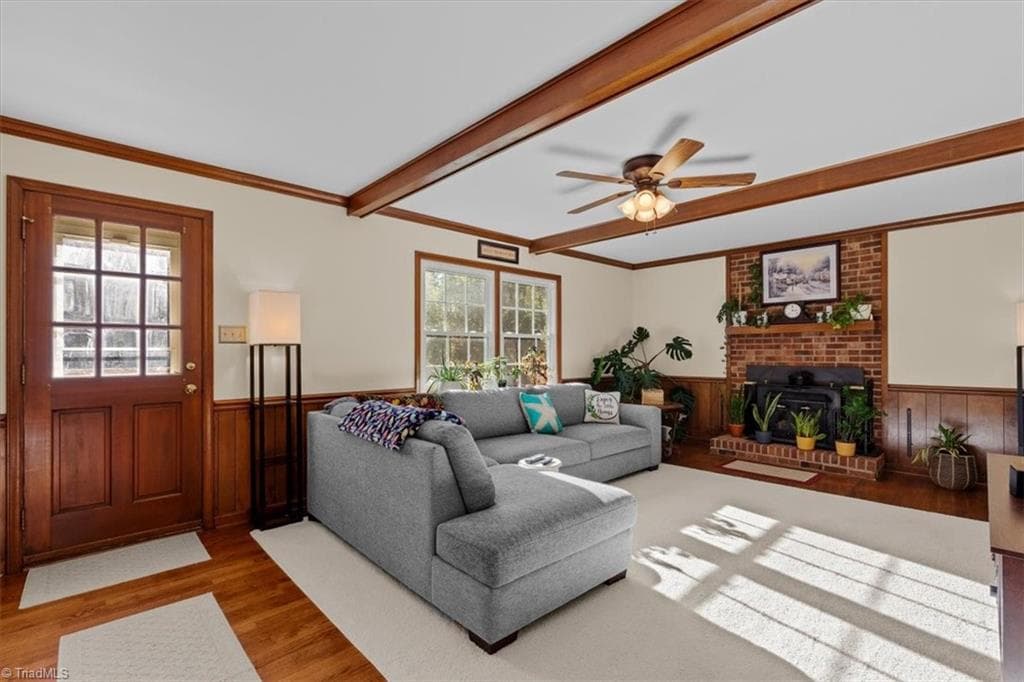 Large den with fireplace and access to the deck - 4 Horseshoe Court, Greensboro NC 27410, Greensboro