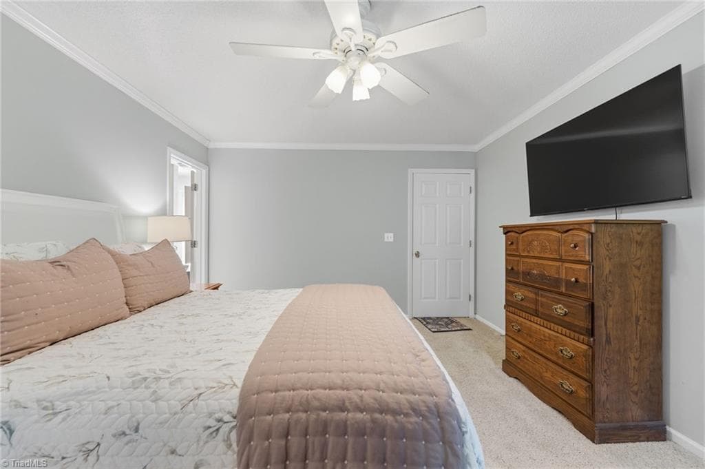 View of primary from inside room.  The closed door is the door to the hallway. - 7405 Cortney Glen Lane, Lewisville NC 27023, Lewisville