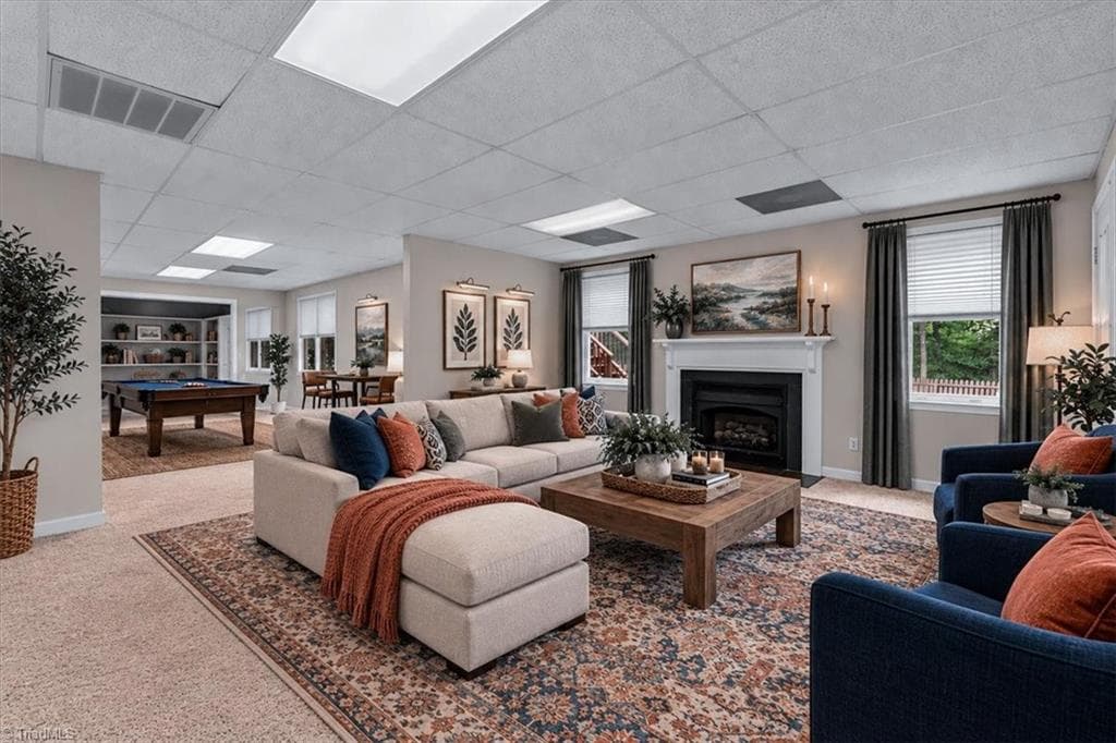 Virtually Staged Basement Living Area & Game/flex area - 6101 Trotter Ridge Road, Summerfield NC 27358, Summerfield