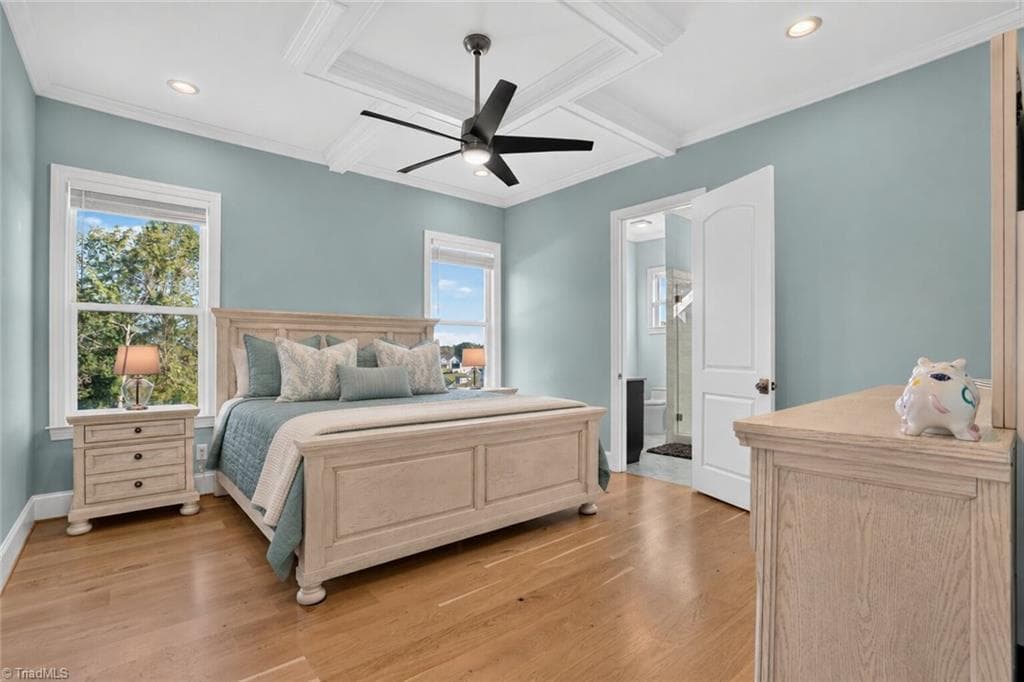 Soft blue walls in a calm bedroom retreat - 117 Scenic View Trail, Madison NC 27025, Madison