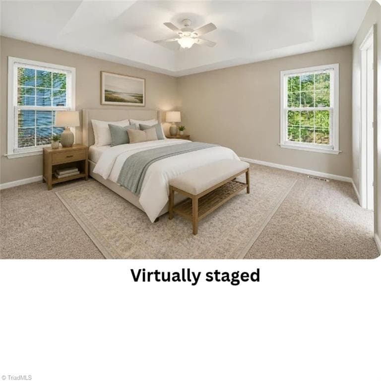 Primary bedroom w/ virtual staging - 7500 Bartonshire Court, Oak Ridge NC 27310, Oak Ridge