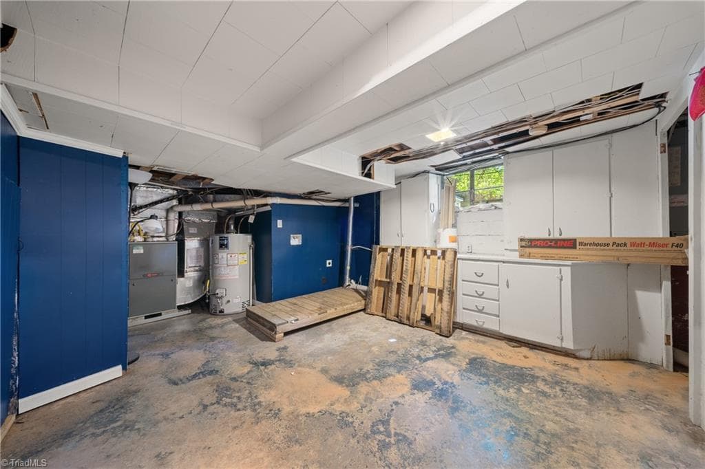 Unfinished basement... waterproofed - washer/dryer connection - 1051 Vernon Avenue, Winston-Salem NC 27106, Winston-Salem