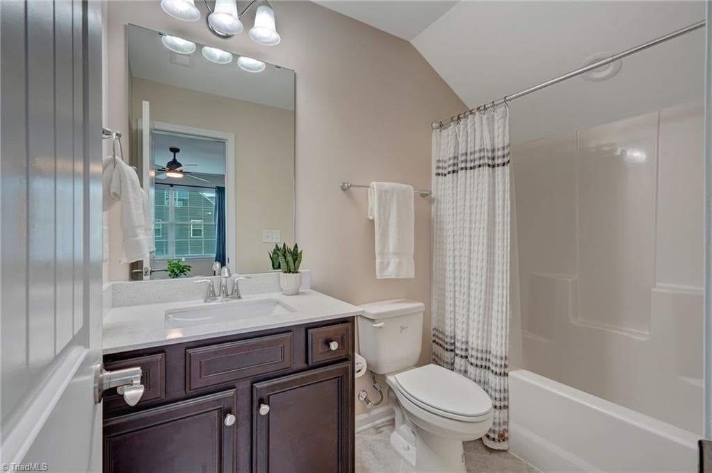 Private ensuite bath adds convenience and comfort to this impressive bedroom - 1466 Kernodle Landing Drive, Burlington NC 27217, Burlington