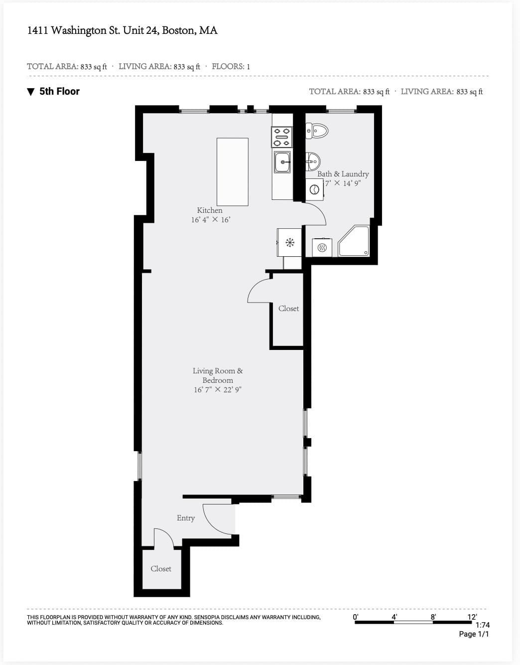 Condominium at 1411 Washington St # 24, Boston MA 02118, photo 15 of 16