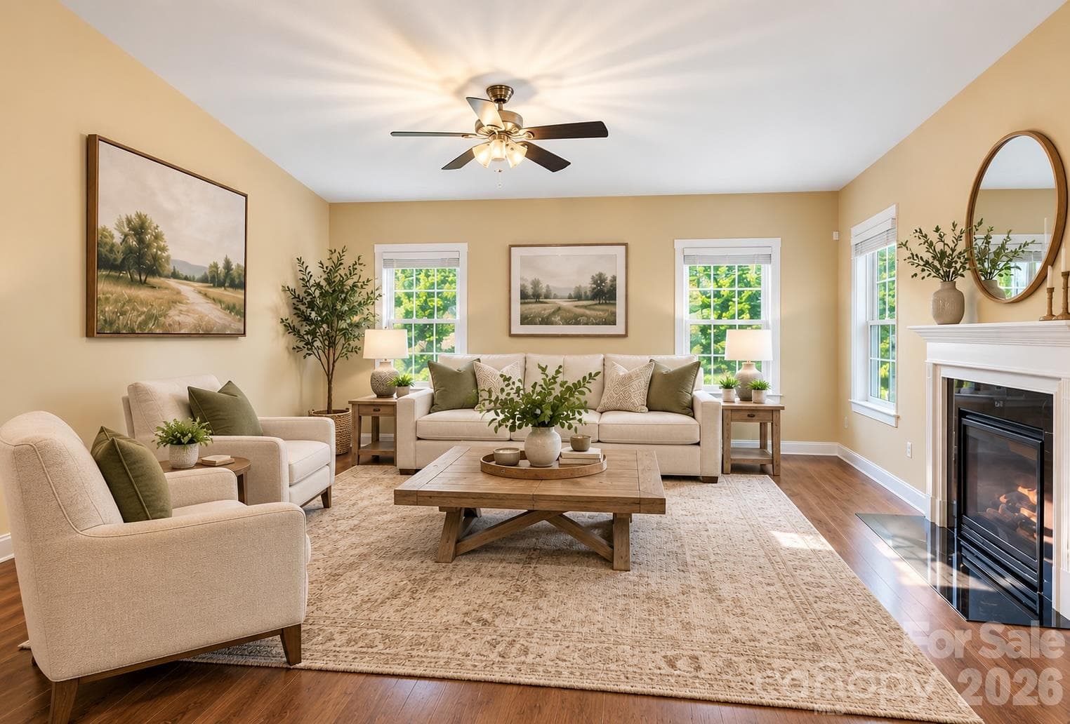 AI-generated photo. Living room option 1 - 201 Taylors Creek Street, Mount Holly