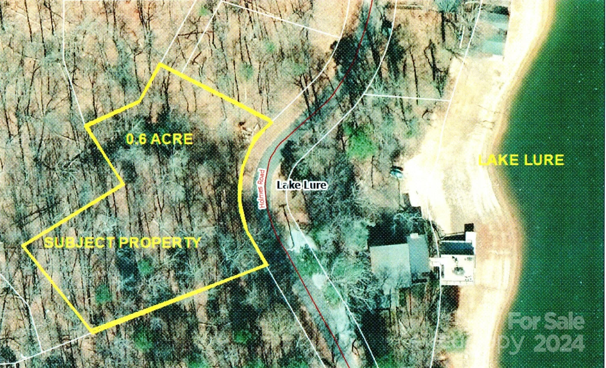 Aerial View with approx. property lines - 0 Holmes Road, Lake Lure