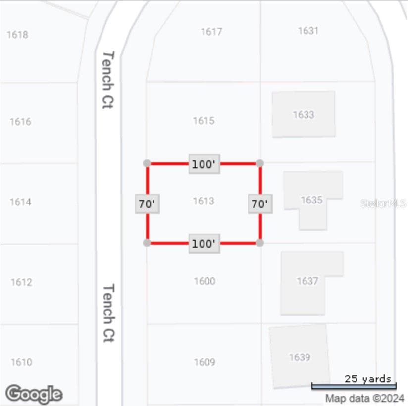 Lot Dimensions - 1613 TENCH CT, POINCIANA