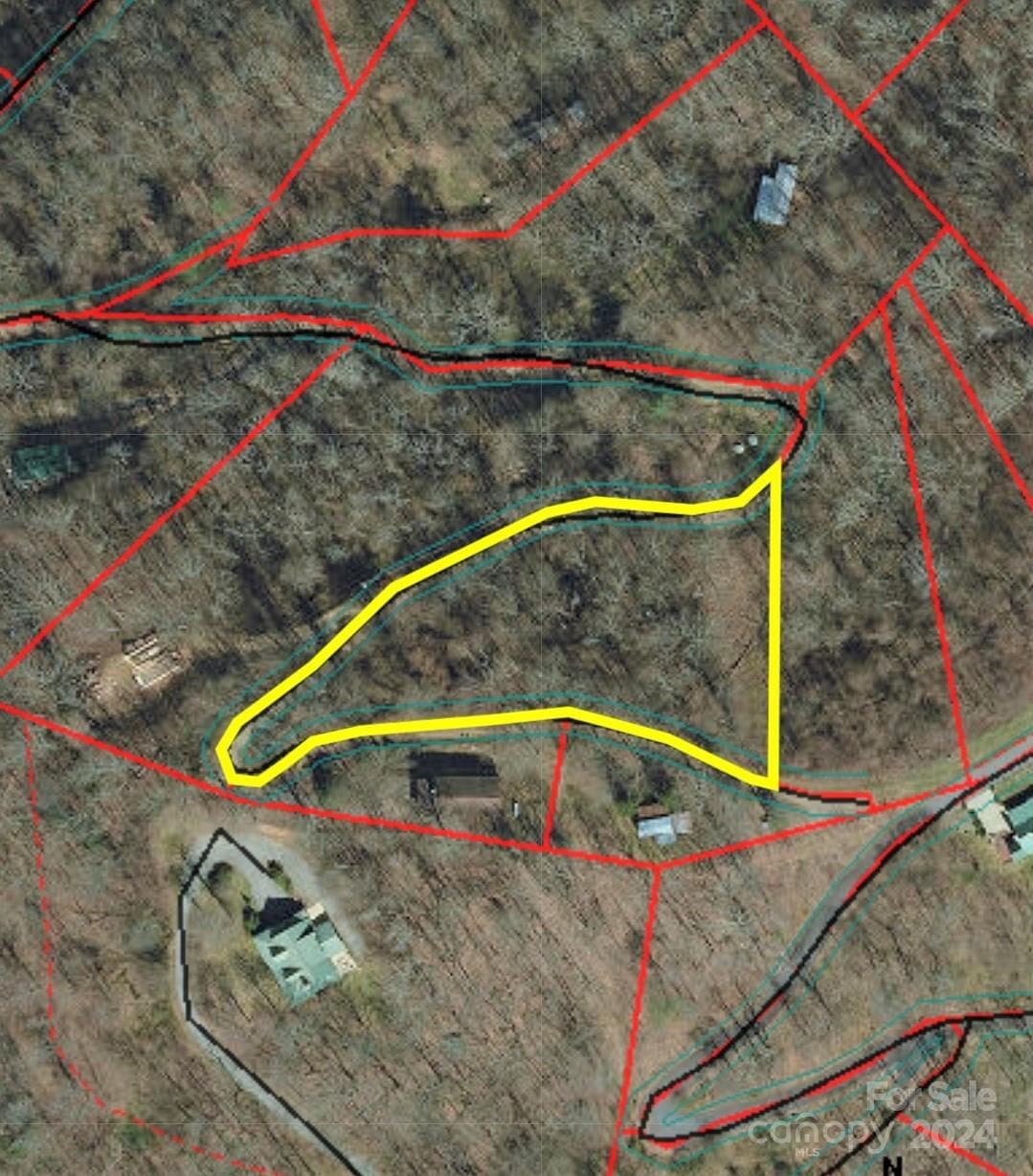 Aerial - Look for RE sign for location of potential driveway  - just pass neighbor's driveway on right. - Waynesville