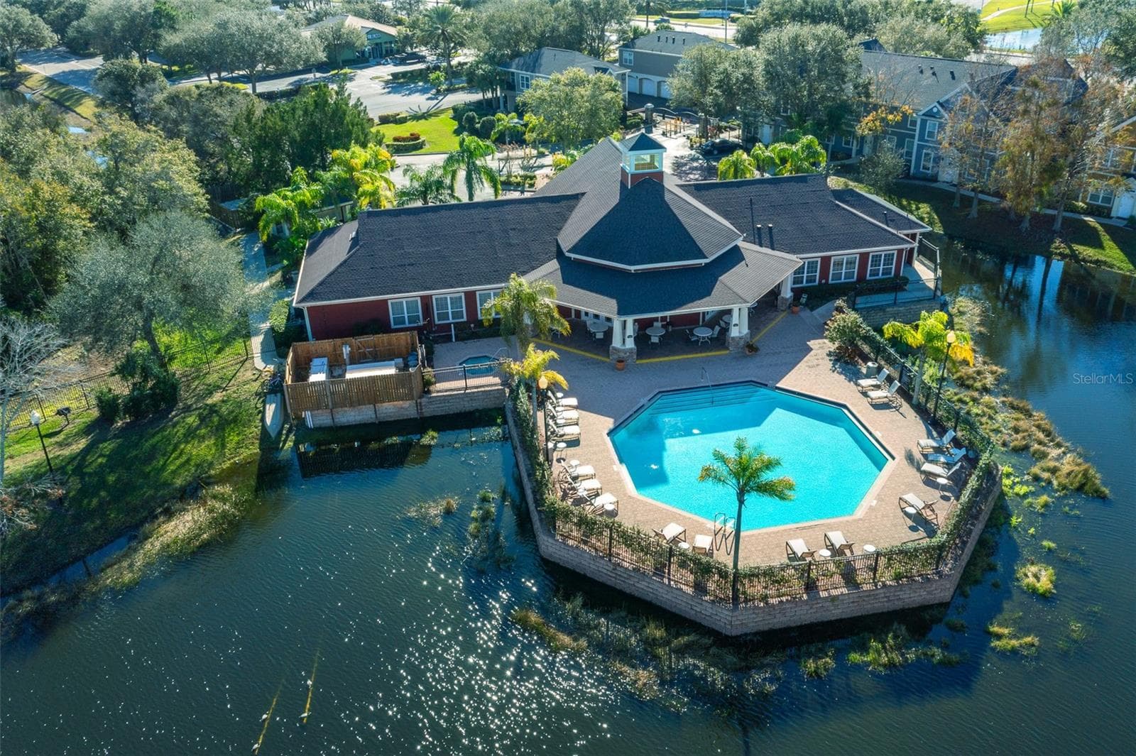 Community Pool Aerial View - 5701 SOLDIER CIR #104, SARASOTA