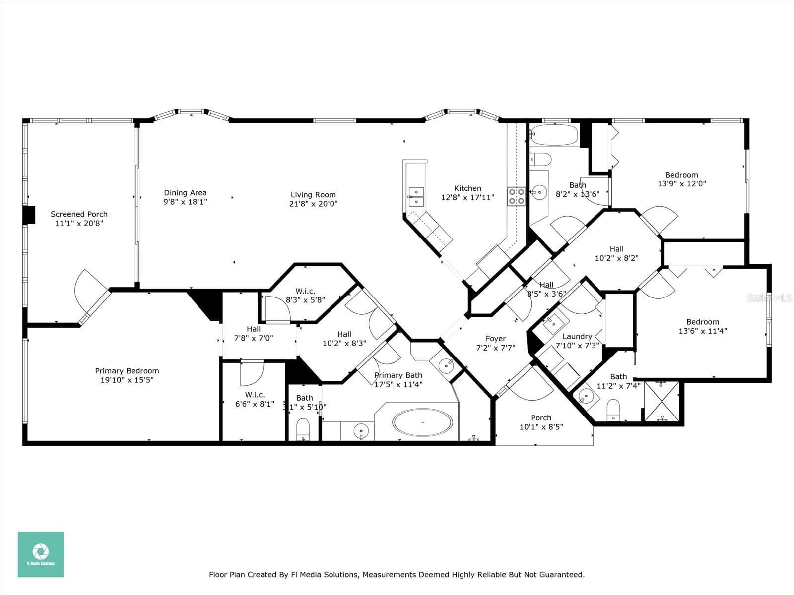Floor plan with dimensions - 6482 WATERCREST WAY #204, LAKEWOOD RANCH