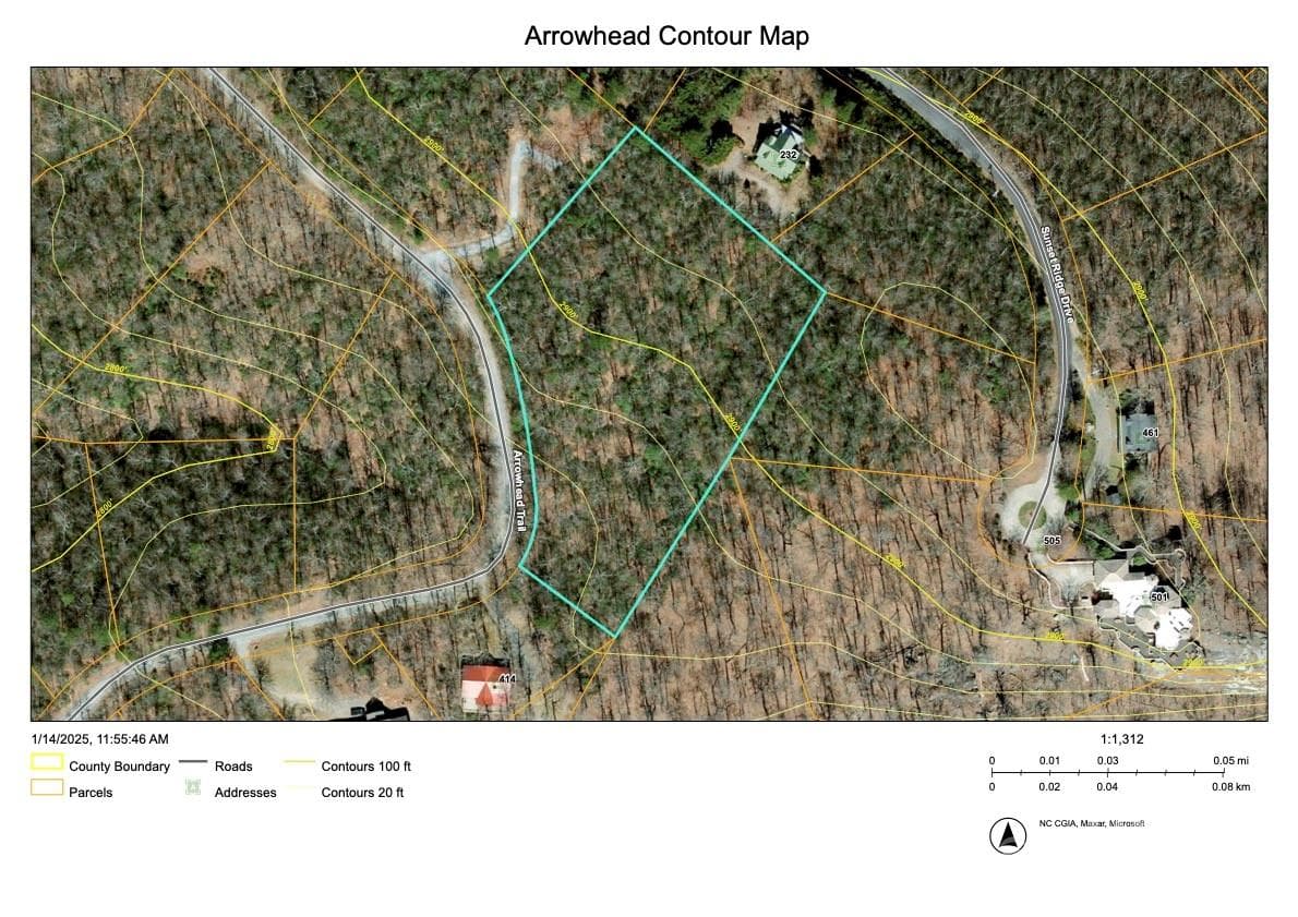 Lot contour map. - 9999 Arrowhead Trail, Columbus