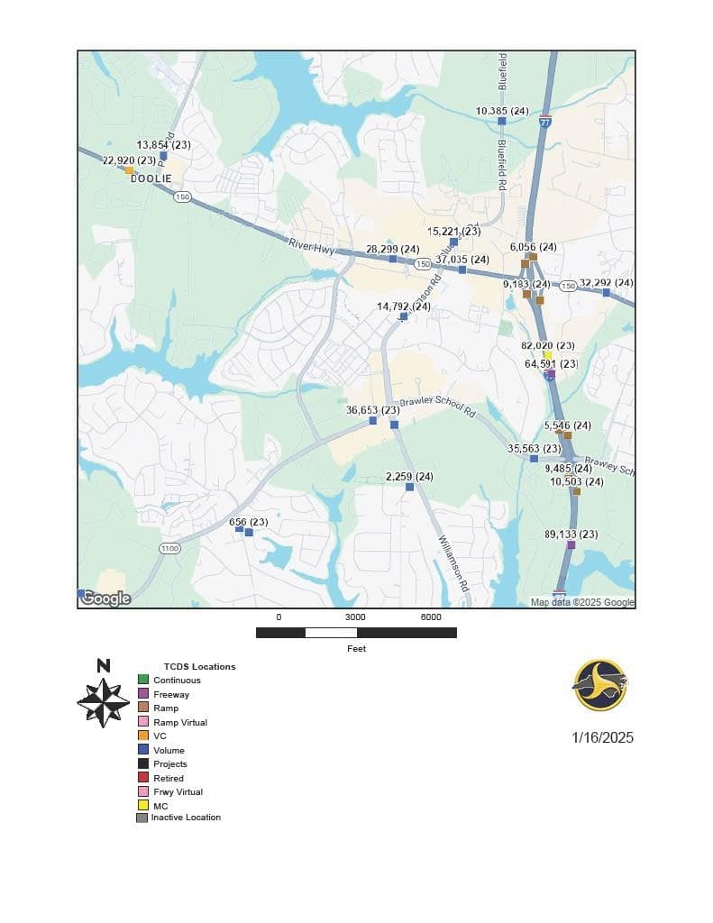 Traffic Count Database System Map - Mooresville