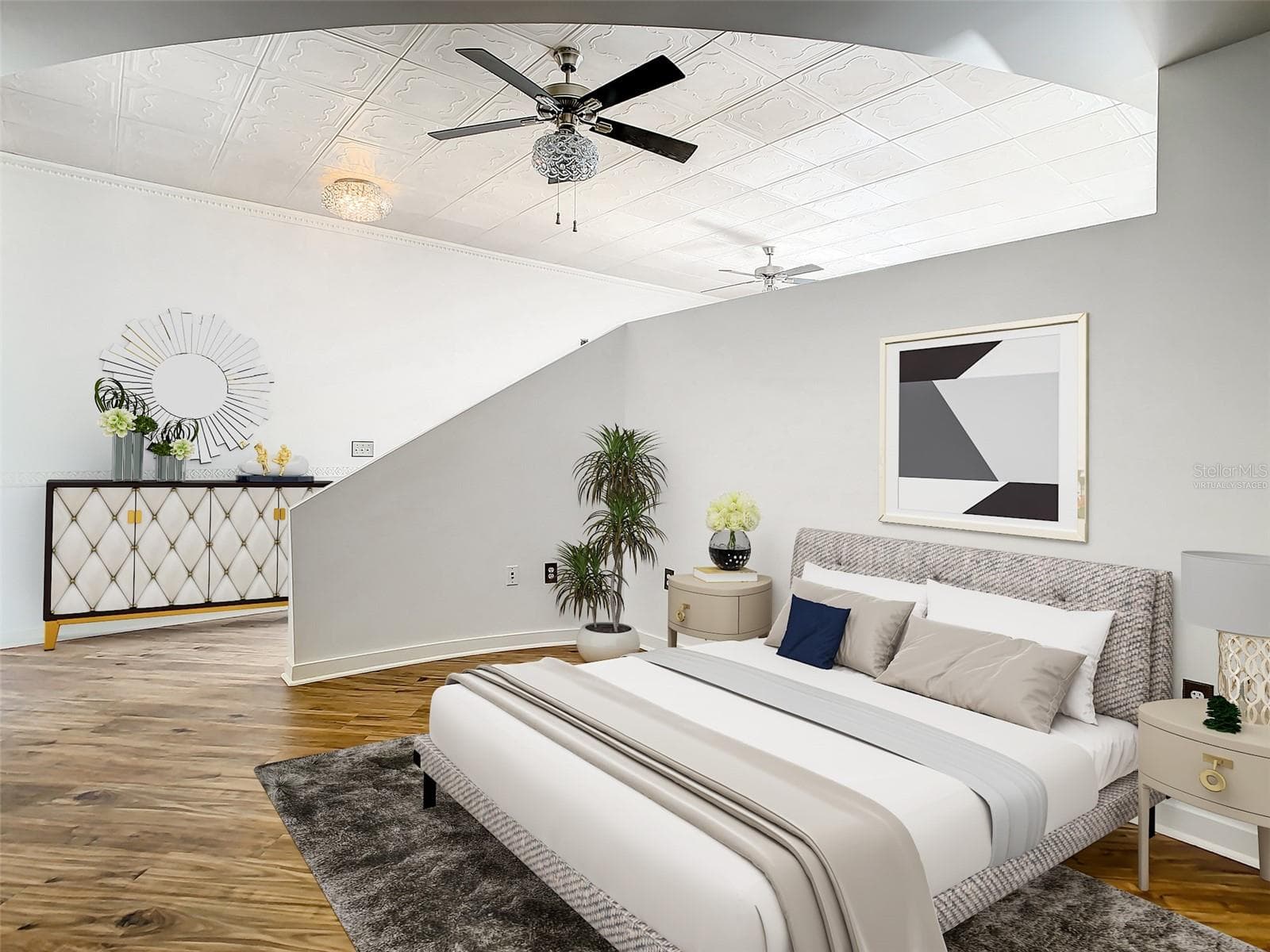 bedroom virtually staged - 155 S COURT AVE #2107, ORLANDO