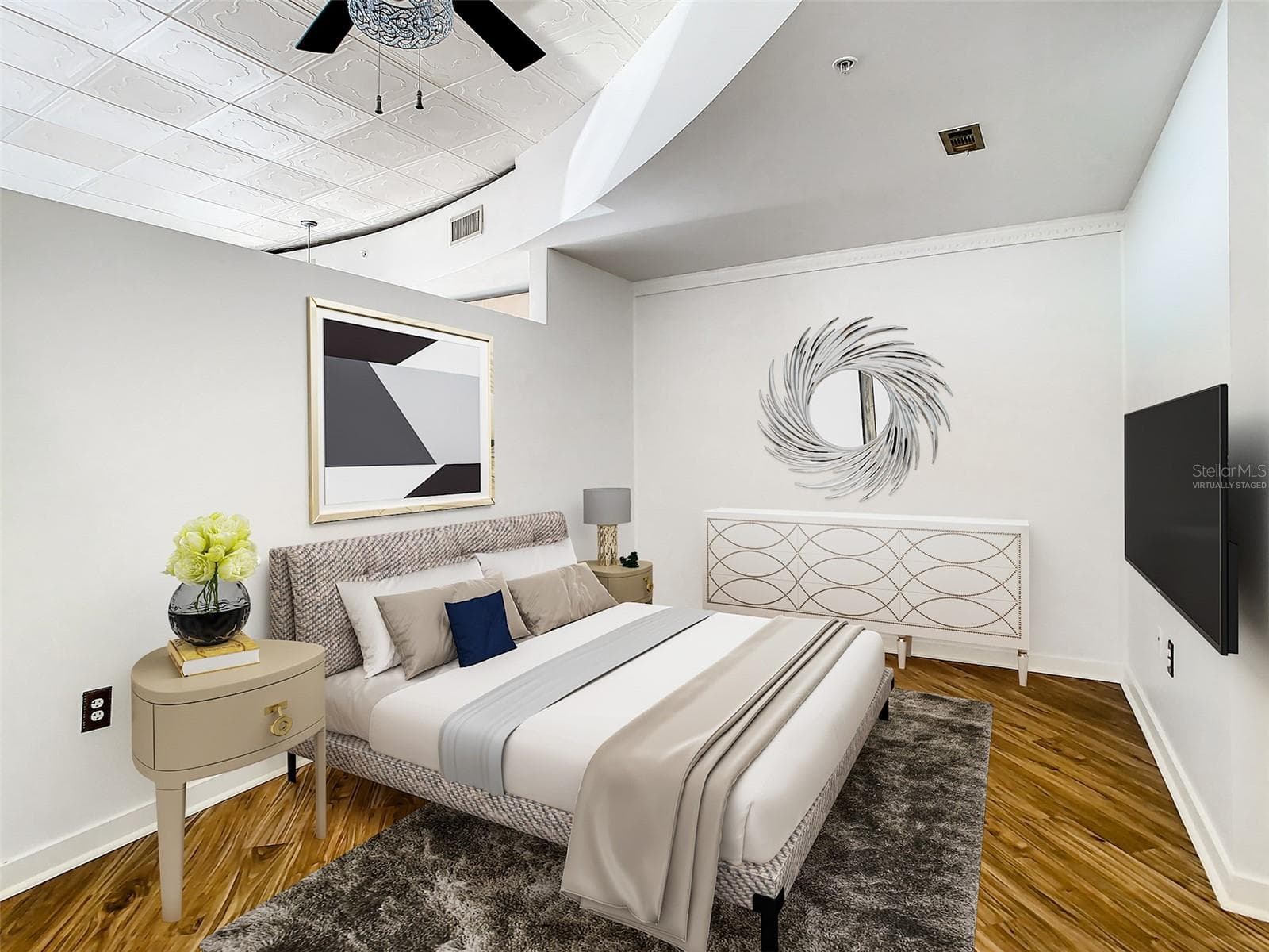 bedroom virtually staged - 155 S COURT AVE #2107, ORLANDO