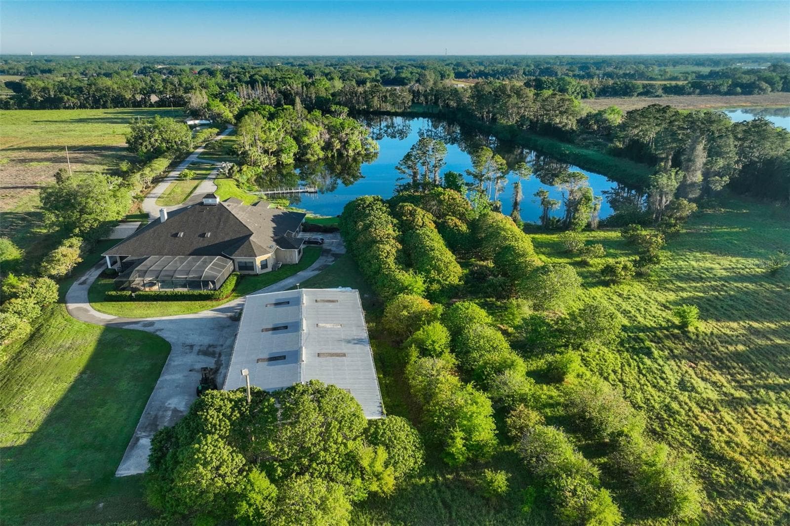 Ariel, barn, house and lake - 701 E 60 HWY, PLANT CITY