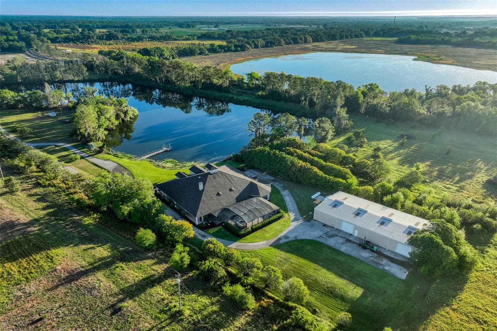 Ariel of House, Barn and lake - 701 E 60 HWY, PLANT CITY