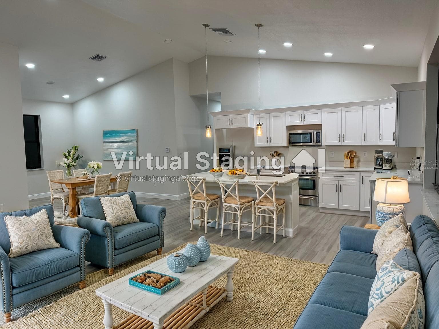 Virtually Staged - Living Area / Kitchen / Dining - 20296 RUTHERFORD AVE, PORT CHARLOTTE