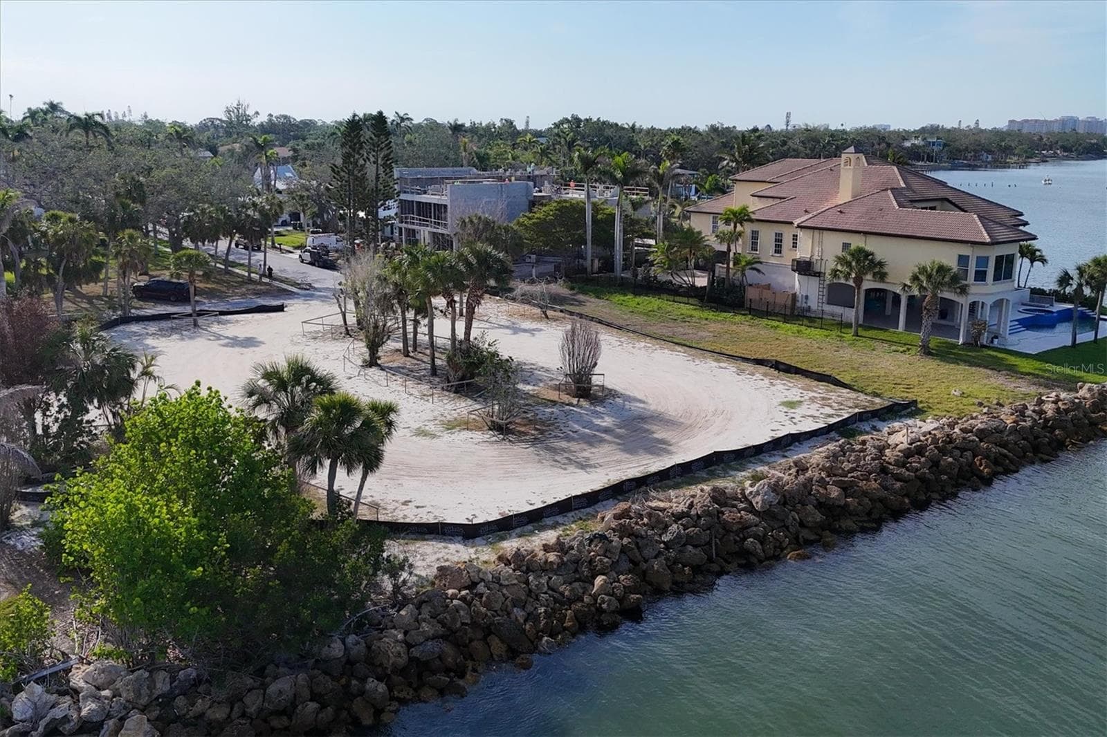 Lot lines extend beyond black silt fence - 603 INDIAN BEACH LN, SARASOTA