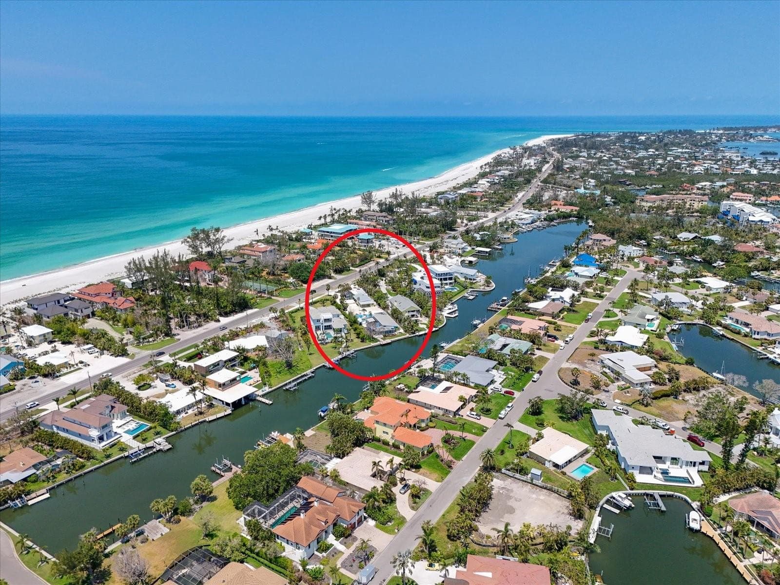 North facing aerial with canal - 5924 GULF OF MEXICO DR, LONGBOAT KEY
