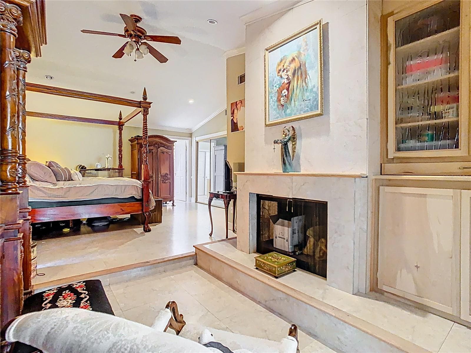 Primary Bedroom w/view of Fireplace - 5852 MEDINAH WAY, ORLANDO