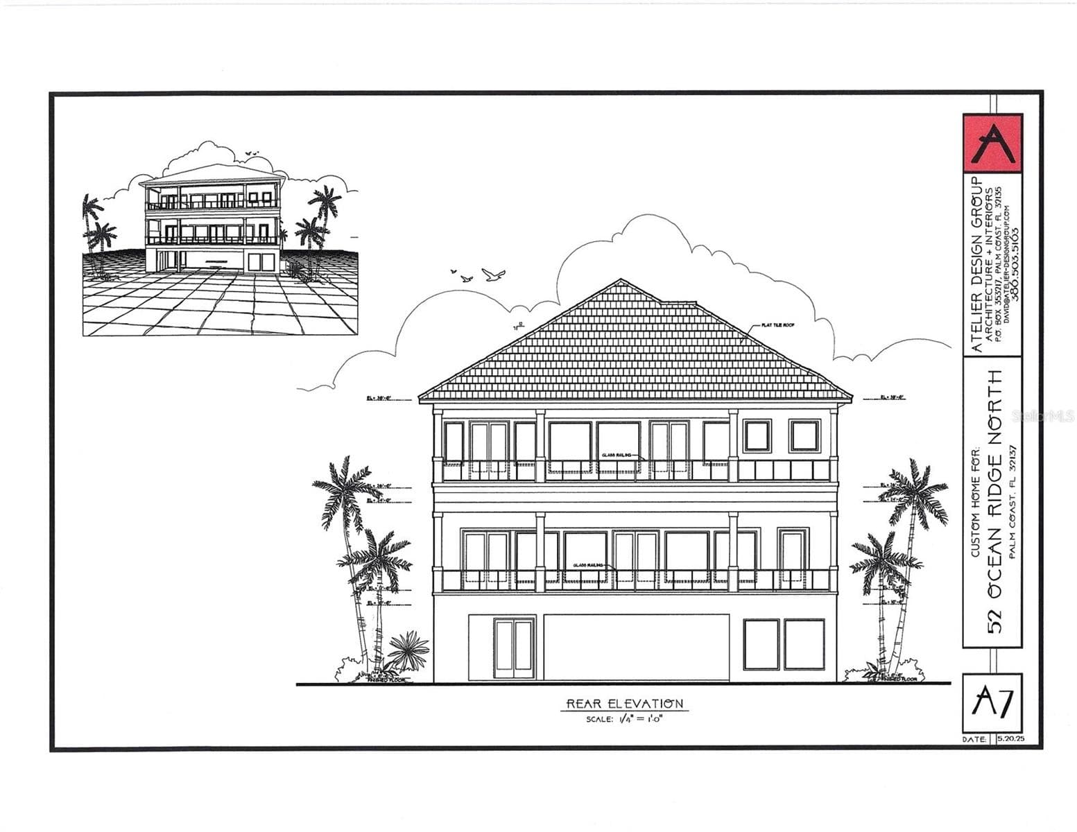 REAR ELEVATION - 52 OCEAN RIDGE BLVD N, PALM COAST