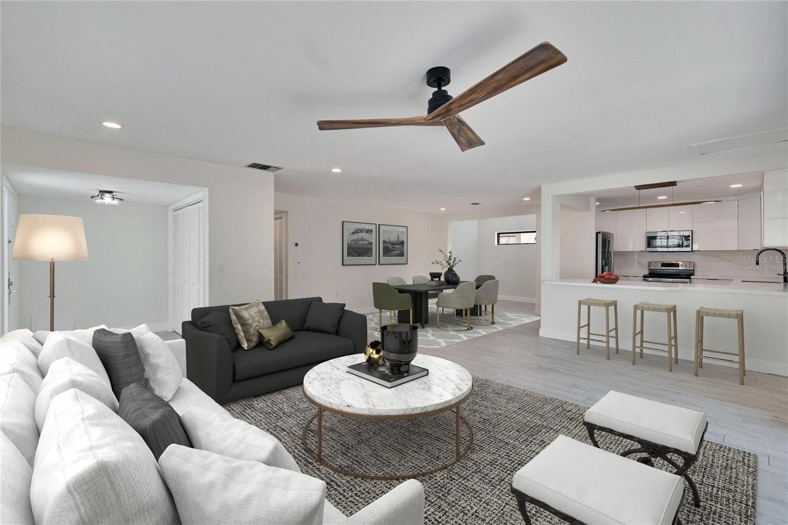 Virtually staged, Great Room - 370 S WOODLANDS DR, OLDSMAR